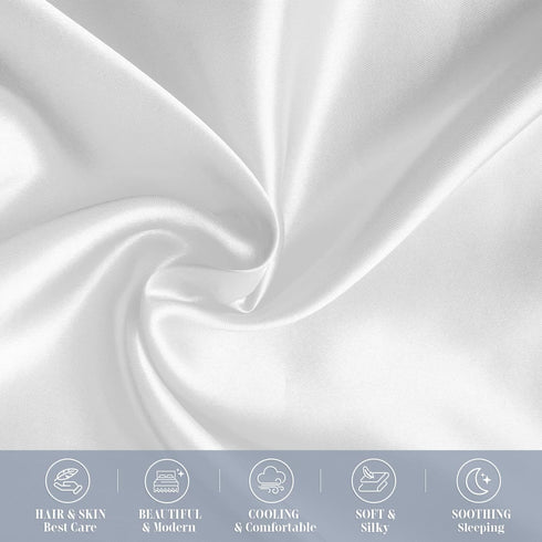 2-Pack Set Box-2-Piece Set, Elegant Comfort Cooling Viscose Satin Pillowcase with Hidden Zipper Closure, Silky Smooth