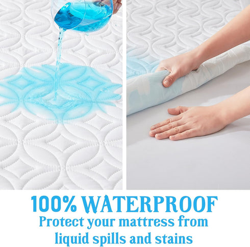BEDLORE Waterproof Mattress Protector, California King Size Noiseless Mattress Pad with Deep Pocket 6"-18", Washable