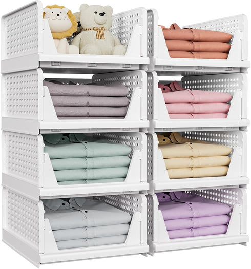 5 Pack Closet Closet SNSLXH Stackable Storage Basket, Multifunctional & Foldable Organizer for Bathroom Kitchen Laundry