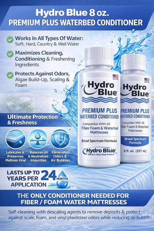 8 oz 2-Pack GCA Hydroblue Premium Waterbed Conditioner Multi-Purpose Additive for All Waterbed Mattress Types, Helps