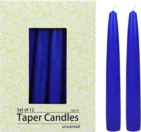 Zest Candle 12-Piece Taper Candles, 6-Inch, Blue