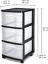 CNEIESD 3-Drawer Transparent Storage Cart Multi-Functional, Portable Home Organization, Black
