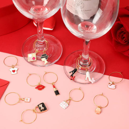 SANNIX 24Pcs Wine Glass Charms - Identifier Charms for Stem Glasses Wine Tasting Party