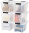 IRIS USA 19 Qt Stackable Plastic Storage Bins with Lids, 6 Pack - Clear, BPA-Free, Durable Nestable Containers