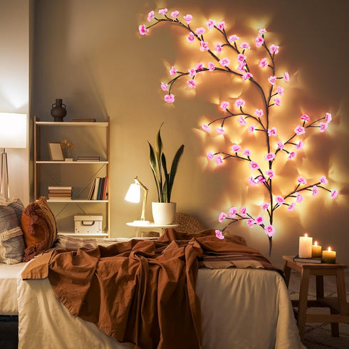 Glooglitter 2 Sets Cherry LED Tree Branch Lights for Wall 3.94 FT 48