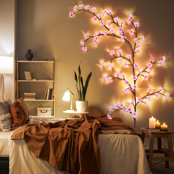 Glooglitter 2 Sets Cherry LED Tree Branch Lights for Wall 3.94 FT 48