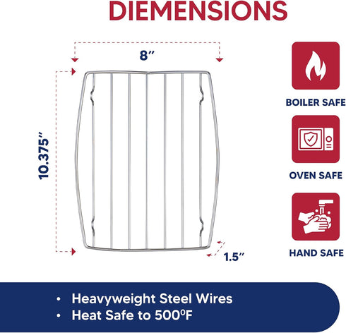 HIC Kitchen Wire Roasting Baking Broiling Rack, 10 3/8 inch x 8 inch, Silver