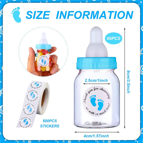 PINKXHY 62 3.5 Inch 500 Pcs Baby Mini Milk Bottle Baby Shower Favor with Adhesive Thank You for Showering Stickers