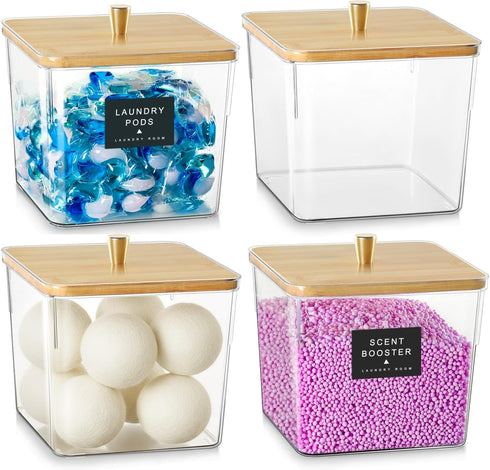 4 Pack Laundry Detergent Container, Clear Laundry Room Organization Containers, Large Laundry
