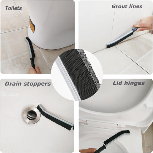 5PCS Hard Bristle Crevice Cleaning Brush, Multifunctional Tool for Grout Lines and Tight Spaces (Grey)