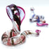 2 Red White Snake/Cobra Miniature Figurines - Hand Blown Glass Art Collectible Gift Decor