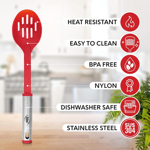 Kitchen Utensils Set, 10 Nylon Stainless Steel Cooking Utensils, Non Stick and Heat Resistant Cookware