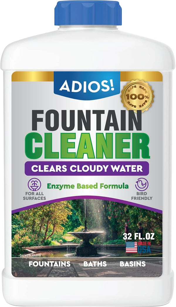 Adios! Fountain Cleaner and Clarifier for Outdoor and Indoor Fountains Safe for