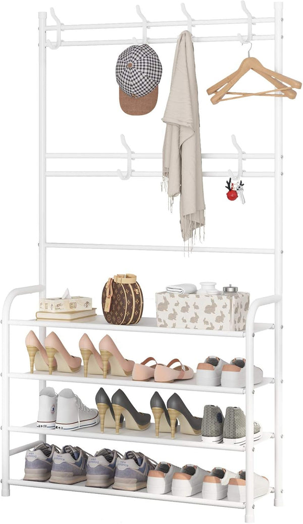 UDEAR Entryway Coat and Shoe Rack,3-in-1 Hall Tree Multifunctional Storage Shelf with