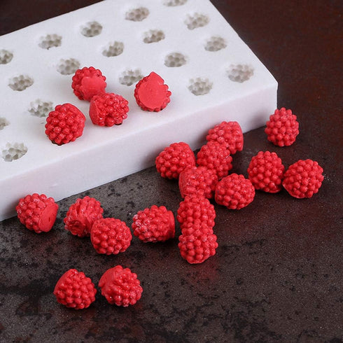 Fewo 32-Cavity 3D Raspberry Silicone Mold for Fondant, Chocolate, Candy, Kitchen Baking, Cake Decorating Tools