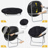 Saturnpower Faux-Fur Folding Chair, Moon Chair Soft Lounge Chair for Lounging, Bedroom, Dorm Rooms or Apartments, Black