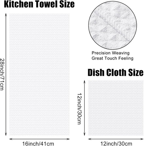 Set, 16 28 Inch 12 12 Inch 8 Pack, Homaxy Microfiber Waffle Weave Kitchen Towels x and x Ultra Absorbent and Solid