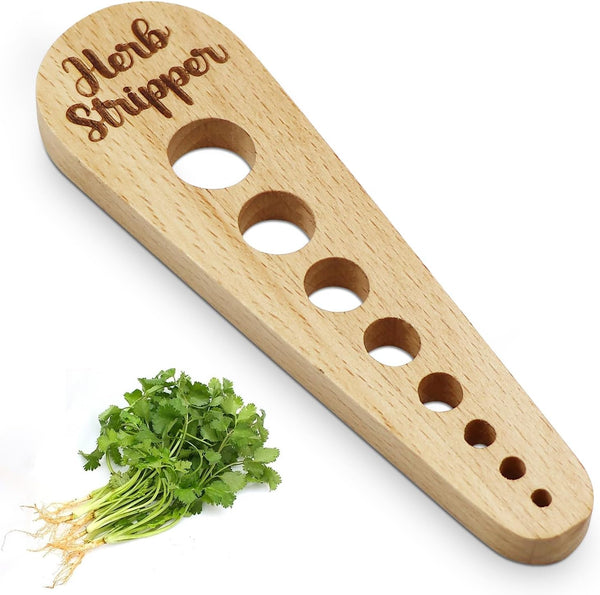 Herb Stripper Wooden Vegetable Leaf Remover, Rustic Safe Kitchen Tool for Cooking Gifts