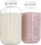 kitchentoolz 32oz Square Glass Milk Bottle with White Metal Airtight Lids -