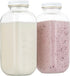 kitchentoolz 32oz Square Glass Milk Bottle with White Metal Airtight Lids -