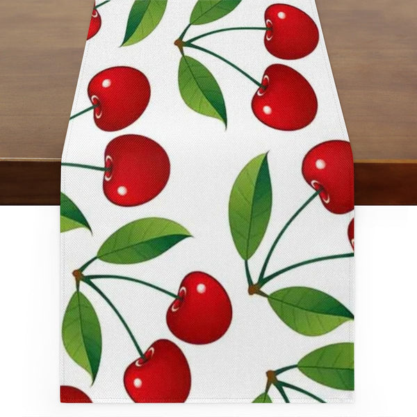 Aglebo Cherries Delicious Table Runner Washable Table Runners 90 Inches Long Kitchen Dining