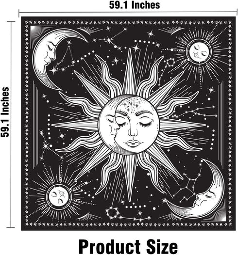 Black and White Wall Tapestry - Aesthetic Moon Tapestry for Bedroom, Living Room, Dorm Decor (59.1x59.1 Inches)