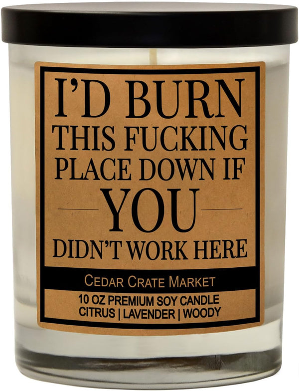 Funny Candle Gifts for Women, Men, Coworkers, Boss Day, Promotions, Made in The USA, Scented 100% Soy Wax Presents for