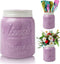Comfify Wide Mouth Mason Jar Utensil Holder - Decorative Kitchenware Organizer, Chip Resistant Ceramic, Purple