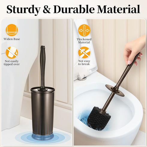 Set: Toilet Bowl Brush Holder Bathroom Deep Cleaning Toilet Scrubber Rim Cleaner with Caddy for Restroom Rv - Hidden