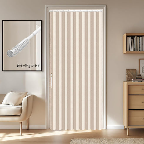 Sets (1 Pack, 54W 78 AJAZZ Blackout Door Curtain Magnetic Doorway Curtain Included Rod x L,Biscotti Beige) Accordion