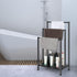 3 Free Standing Blanket Ladder Holder Rack, Tier Black Metal Towel Racks Stand with Wooden Storage Shelf, Multipurpose