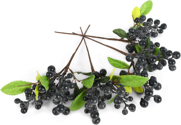 HUIANER Artificial Berry 4pcs Fake Dark Blue Berry Lifelike Fruits Simulation Flowers