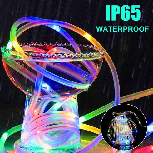 LED Rope Lights, Battery Operated String Lights, 40Ft 120 LEDs, 8 Modes Outdoor Waterproof Fairy Lights