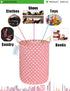LANGYASHAN Laundry Basket, Canvas Fabric Collapsible Organizer for Storage, Toy Bins, Gift Baskets (Pink Heart)