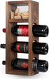 Rustic State Sonoma Countertop Wood Vertical Wine Rack with Cork Storage - Freestanding Tabletop Liquor Holder Shelf Organizer - Holds 3 Bottles - Home Kitchen Dining Room Bar Décor - Burnt Brown by Rustic State