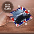 3dRose London Black Taxi Cab on British Flag, Ceramic Tile Coasters, Set of 4