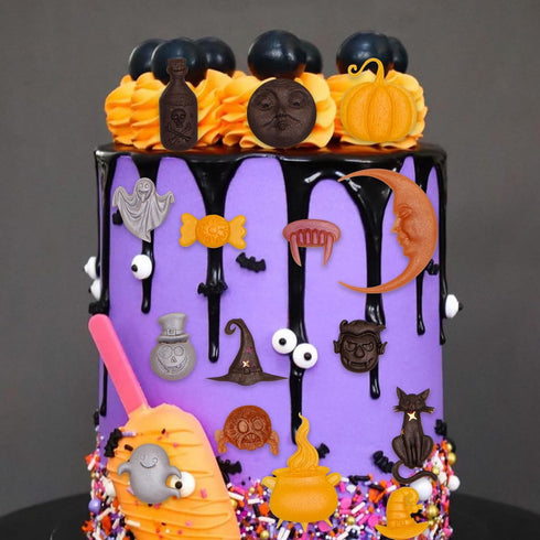 Halloween Candy Molds, Pumpkin Skull Ghost Silicone Molds for Cake Decorating and Fondant Cupcake Topper