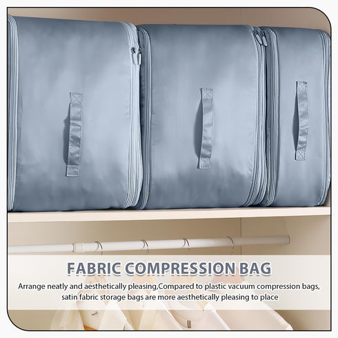 Ultra Space Saving Self Compression Organizer Bags for Moving, Heavy Duty Storage Tote for Comforters, Blue