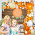 Little Cutie Balloon Decorations, Orange Yellow White with Artificial Willow Leaves for Birthday & Baby Shower Parties