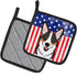 Caroline's Treasures BB2185PTHD American Flag and Tricolor Corgi Pair of Pot Holders, Kitchen Heat Resistant, 7 1/2 x 7