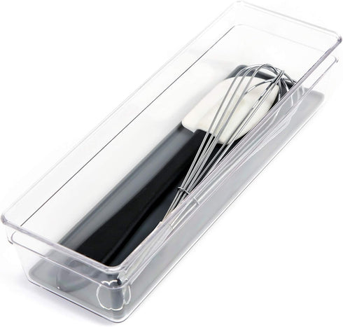 Smart Design Plastic Drawer Organizer, 9 x 3 Inch, BPA Free, Makeup Tray, Kitchen Storage Bin, Gray