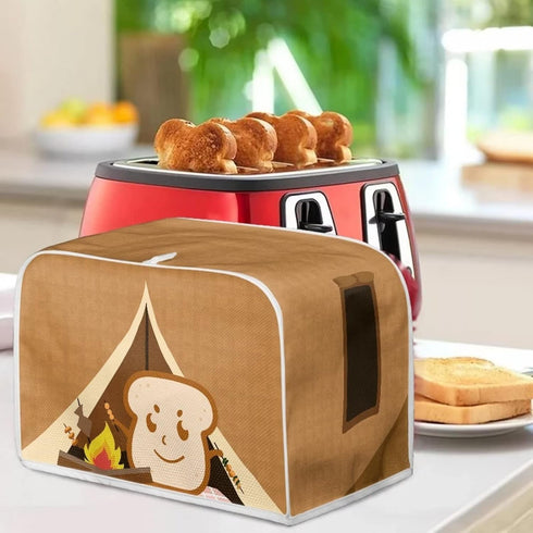 chaqlin Toaster Covers, 2 Slice Wide Slot, Cute Brown Toast Print, Machine Washable Bread Maker Cover