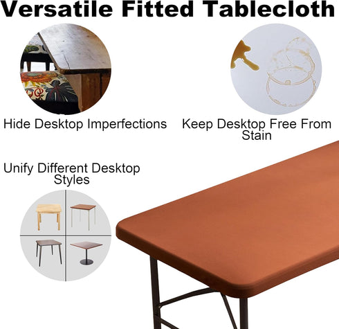 Viiamacki 4 24X48 Inches Rectangle Spandex FT Fitted Tablecloth, Elastic Folding Picnic Table Cloth, Stretchy Patio