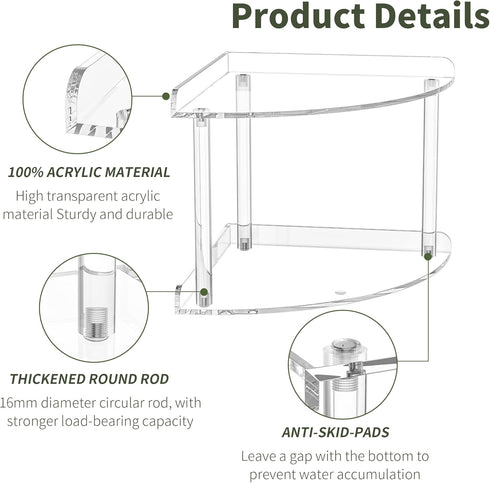 2 9.5x9.5x8 Inch, Countertop Sezanrpt Tier Acrylic Corner Shelf Organizer Storage Transparent Corner Shelf