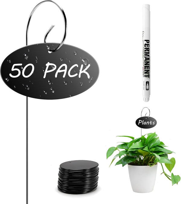 Vcekract Plant Labels, 50 Pcs Acrylic Garden Labels Stakes with a Pen,