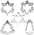 R&M International Mini Snowfall Cookie Cutters, 5-Piece Set, Snowman, Tree, 3 Snowflakes