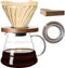 Pour Over Coffee Maker Set, 20 OZ Borosilicate Glass Carafe with 50 pcs V60 Paper Filter for Home