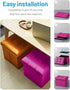 17 inch AmasSmile Storage Ottoman Foot Rest Stool, Velvet Footstool Bench, Hot Pink Short Ottomans Stool, Small Folding