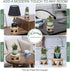 Set 2 of Small Boho Rattan Wicker Round Riser Plant Stand Indoor,Rustic Farmhouse Natural Wooden Circle Pedestal
