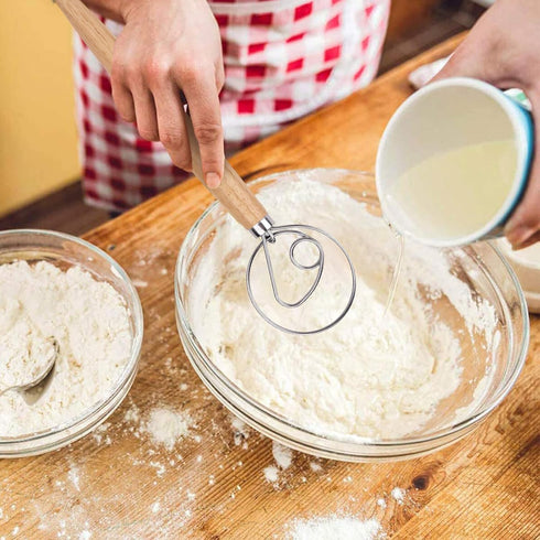 2-Pack Danish Dough Whisk, 13-Inch Bread Whisk with Stainless Steel Ring for Sourdough, Pizza, Pastry, and Cookies